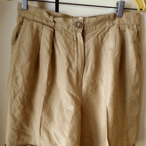 Ann Taylor Studio tan linen pleated shorts 14